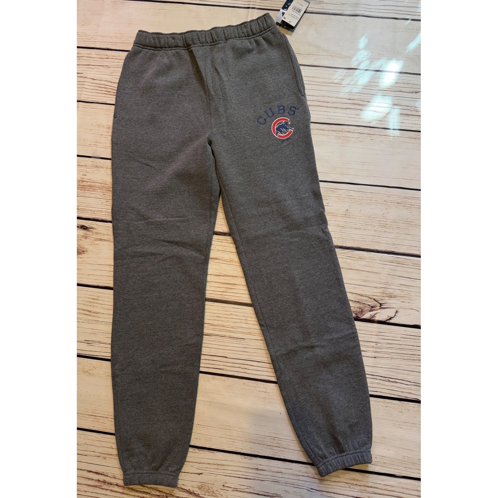 Majestic Chicago Cubs MLB Sweatpants Mens Small Gray Fleece Joggers NWT